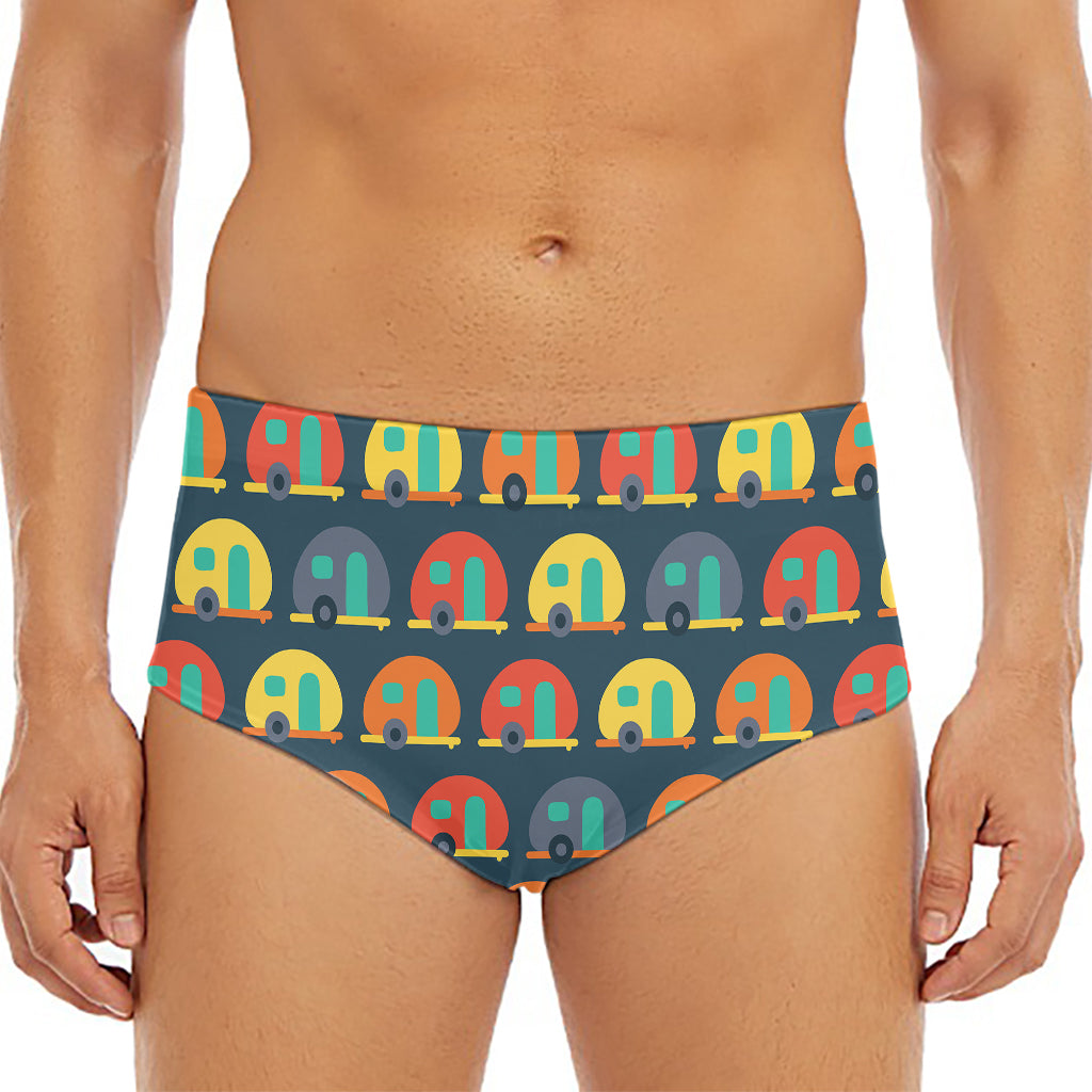 Camping Van Pattern Print Men's Triangle Swim Briefs