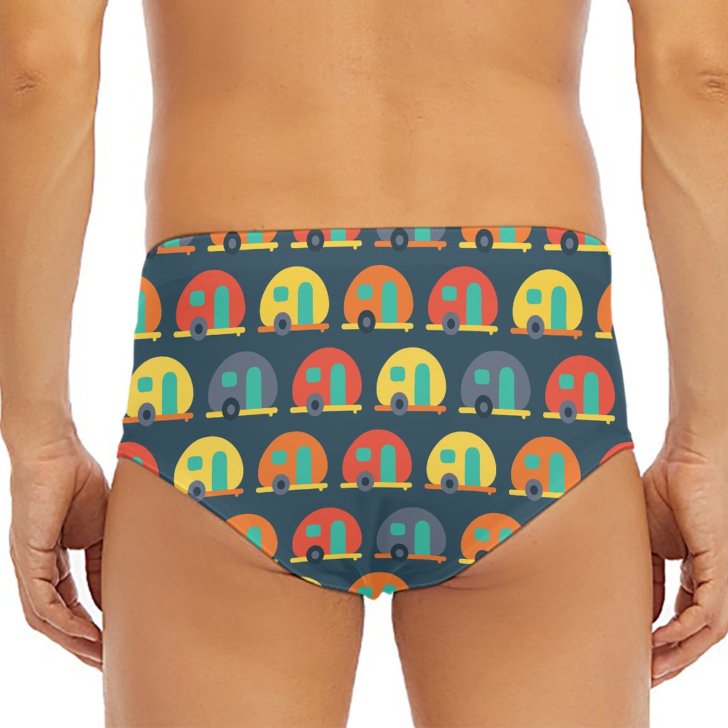 Camping Van Pattern Print Men's Triangle Swim Briefs