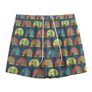 Camping Van Pattern Print Mesh Shorts