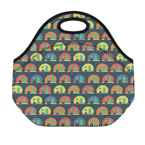 Camping Van Pattern Print Neoprene Lunch Bag