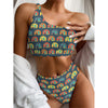 Camping Van Pattern Print One Shoulder Bikini Top