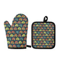 Camping Van Pattern Print Oven Mitt And Pot Holder Set