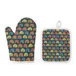 Camping Van Pattern Print Oven Mitt And Pot Holder Set