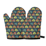 Camping Van Pattern Print Oven Mitts