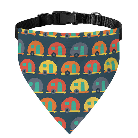 Camping Van Pattern Print Over The Collar Dog Bandana