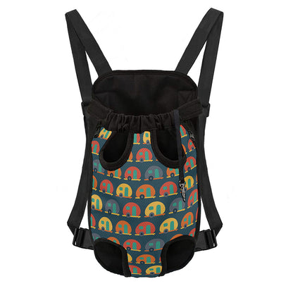 Camping Van Pattern Print Pet Carrier Backpack