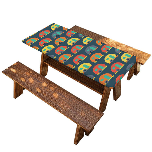 Camping Van Pattern Print Picnic Table Cover