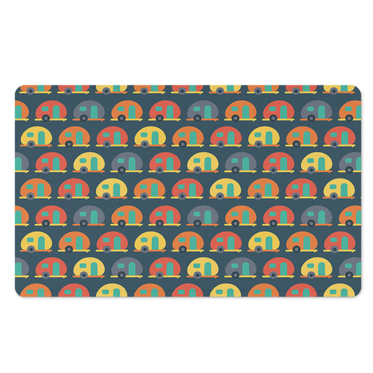 Camping Van Pattern Print Polyester Doormat