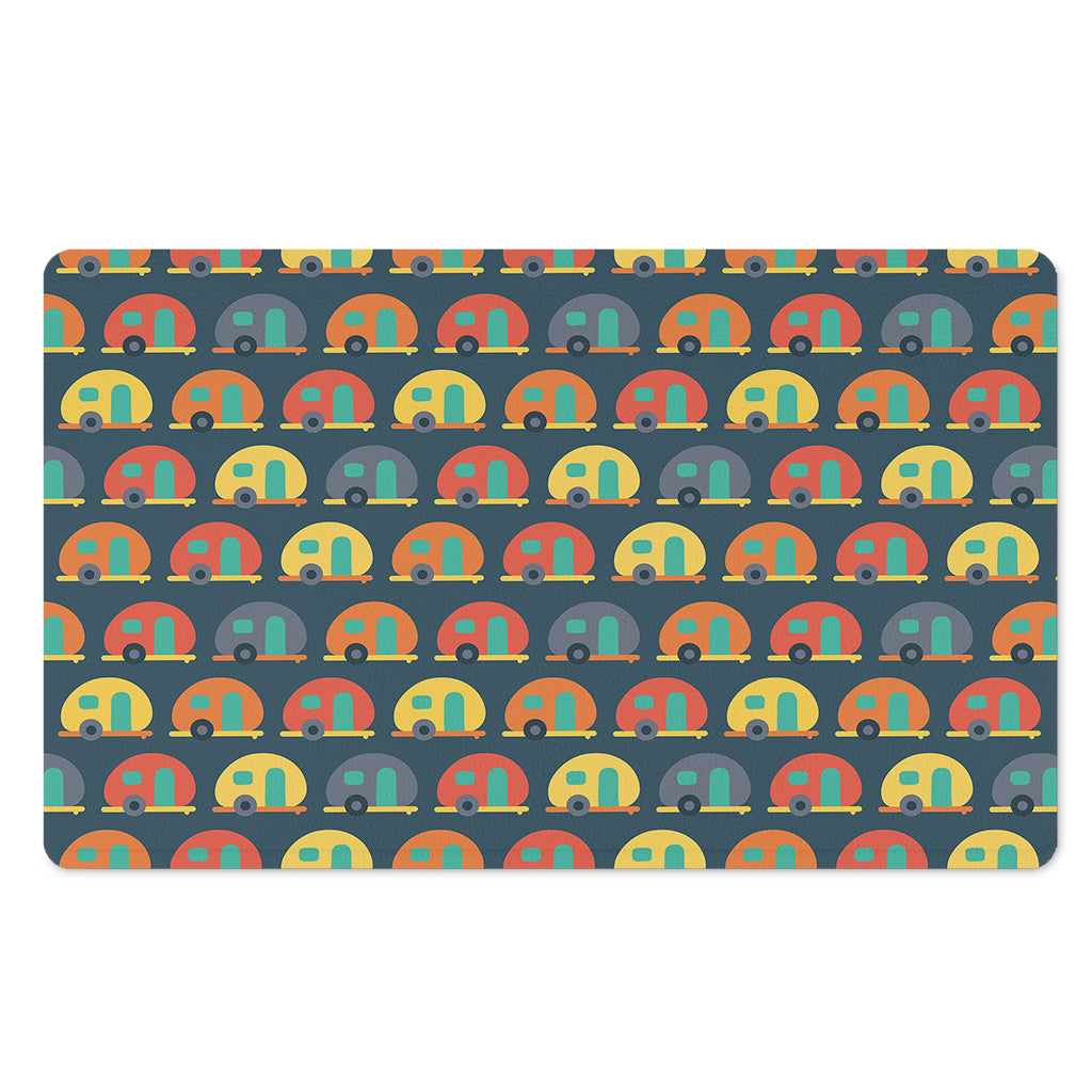 Camping Van Pattern Print Polyester Doormat