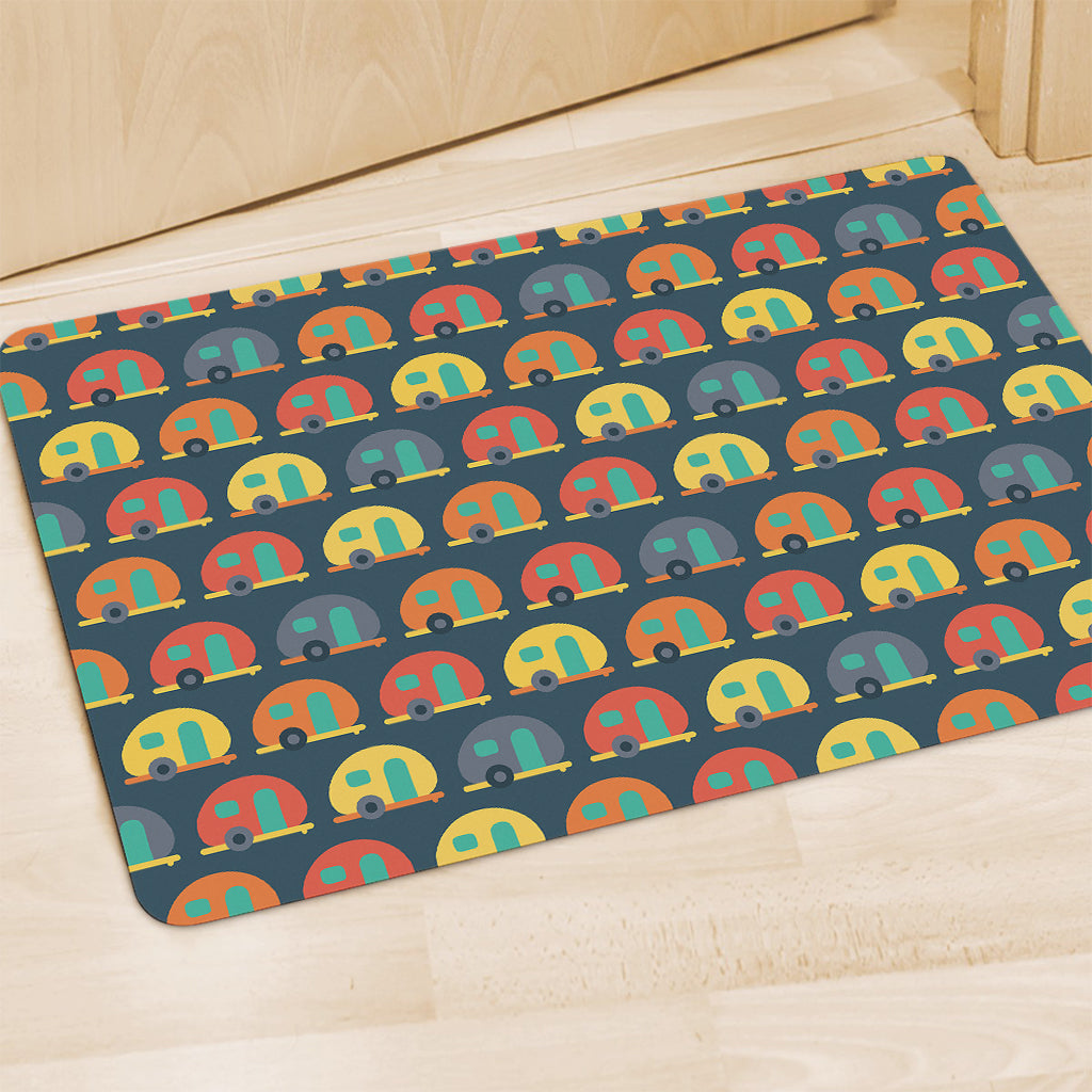 Camping Van Pattern Print Polyester Doormat