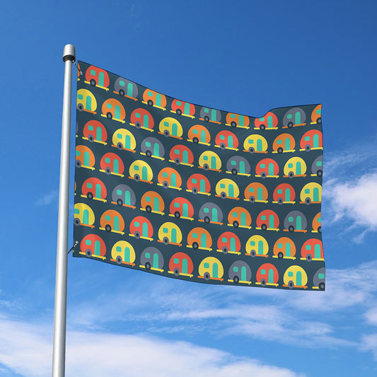 Camping Van Pattern Print Polyester Flag