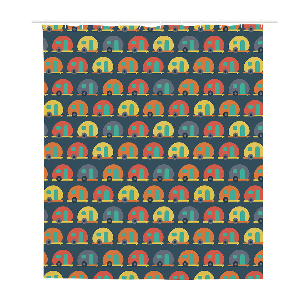 Camping Van Pattern Print Polyester Shower Curtain