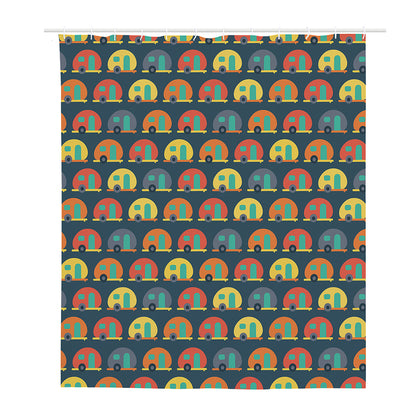 Camping Van Pattern Print Polyester Shower Curtain