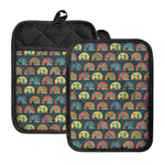 Camping Van Pattern Print Pot Holders With Pocket