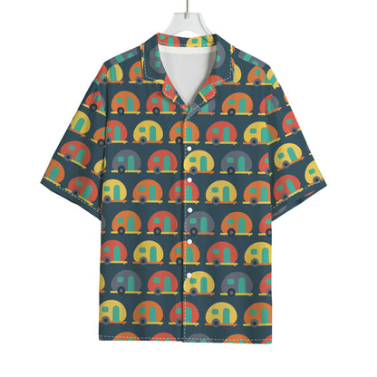 Camping Van Pattern Print Rayon Hawaiian Shirt