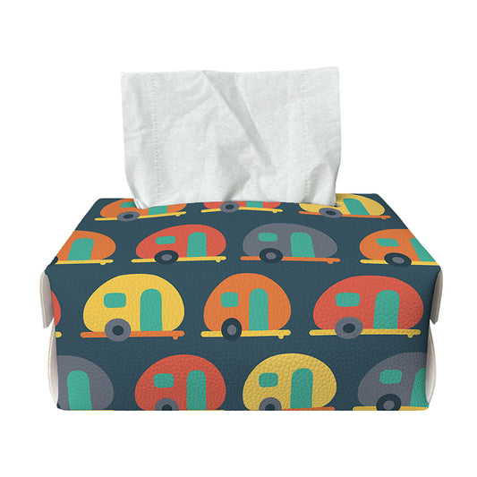 Camping Van Pattern Print Rectangle Tissue Box Cover