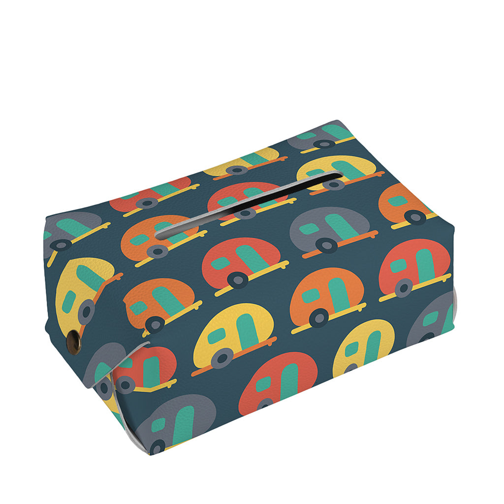 Camping Van Pattern Print Rectangle Tissue Box Cover