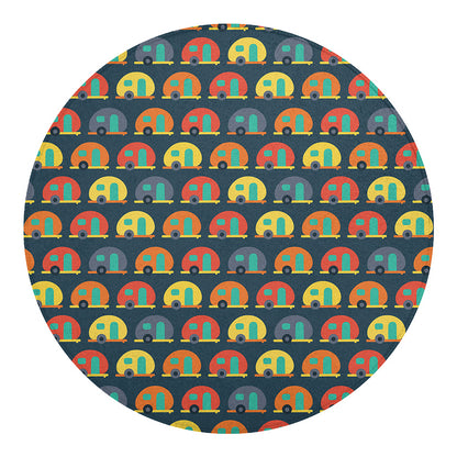 Camping Van Pattern Print Round Blanket