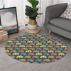 Camping Van Pattern Print Round Rug