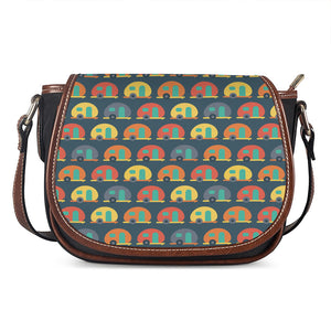 Camping Van Pattern Print Saddle Bag