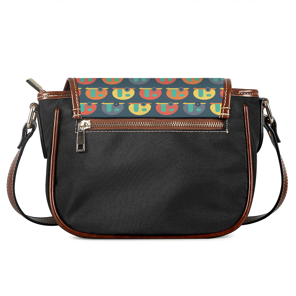 Camping Van Pattern Print Saddle Bag