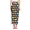 Camping Van Pattern Print Side Slit Maxi Skirt