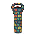 Camping Van Pattern Print Single Neoprene Wine Tote