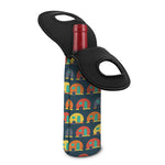 Camping Van Pattern Print Single Neoprene Wine Tote