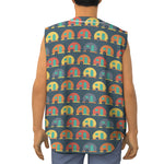 Camping Van Pattern Print Sleeveless Baseball Jersey