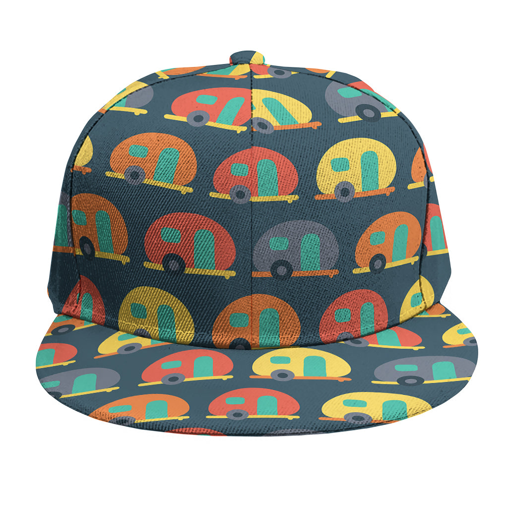 Camping Van Pattern Print Snapback Cap