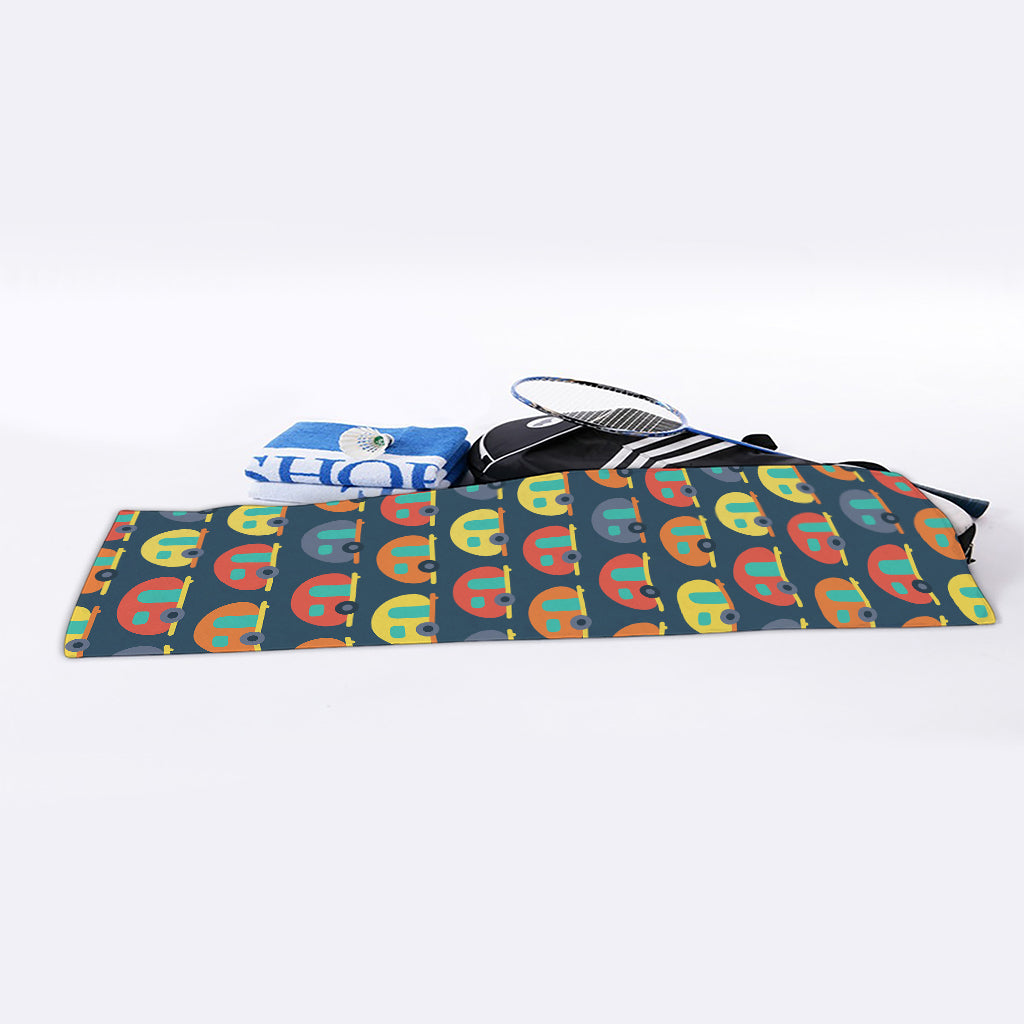 Camping Van Pattern Print Sports Towel