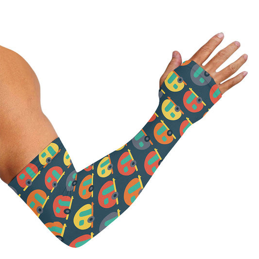 Camping Van Pattern Print Sun Protection Arm Sleeves