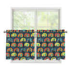 Camping Van Pattern Print Tier Curtains