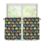 Camping Van Pattern Print Tier Curtains