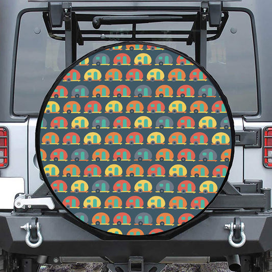 Camping Van Pattern Print Tire Cover