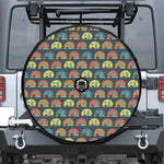 Camping Van Pattern Print Tire Cover With Camera Hole