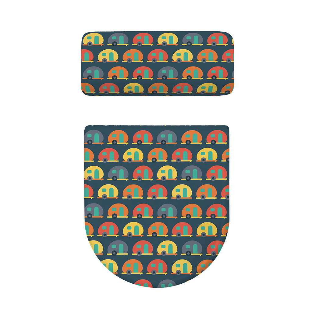 Camping Van Pattern Print Toilet Lid And Tank Cover Set