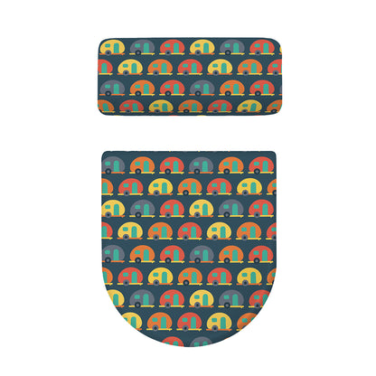 Camping Van Pattern Print Toilet Lid And Tank Cover Set
