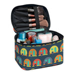 Camping Van Pattern Print Travel Makeup Bag