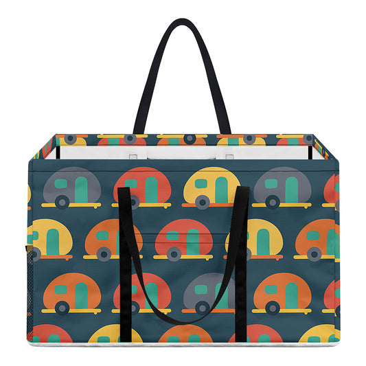 Camping Van Pattern Print Utility Tote Bag