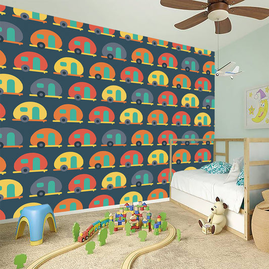 Camping Van Pattern Print Wall Sticker