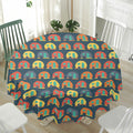 Camping Van Pattern Print Waterproof Round Tablecloth