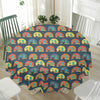 Camping Van Pattern Print Waterproof Round Tablecloth