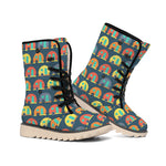 Camping Van Pattern Print Winter Boots