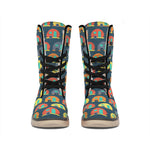 Camping Van Pattern Print Winter Boots