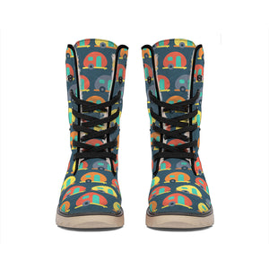 Camping Van Pattern Print Winter Boots