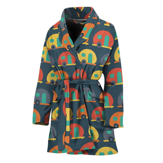 Camping Van Pattern Print Women's Bathrobe