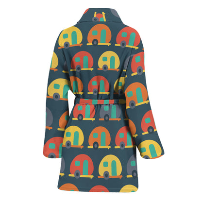 Camping Van Pattern Print Women's Bathrobe