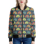 Camping Van Pattern Print Women's Bomber Jacket