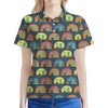 Camping Van Pattern Print Women's Polo Shirt